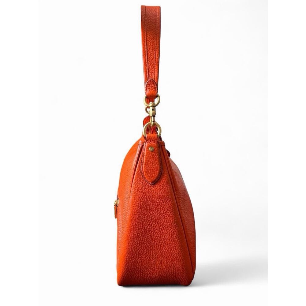 Authentic Coach Cary Soft Pebble Leather Shoulder Bag – Orange - Picture 2 of 9